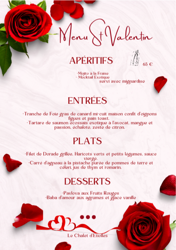 Menu St Valentin 